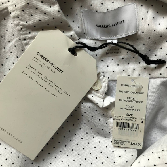 NWT Current Elliott adjustable ruche button up shirt SZ 4 - Picture 4 of 8
